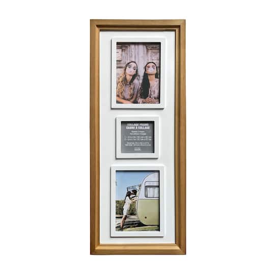 3 Opening Natural Woodgrain Collage Frame with Raised Mat by Studio Décor®